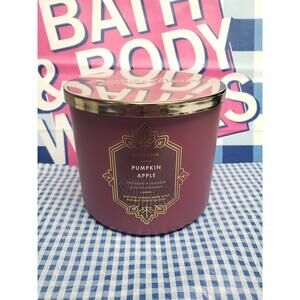 BBW White Barn Pumpkin Apple Fall Festive Large 3 Wick Candle Home Decor